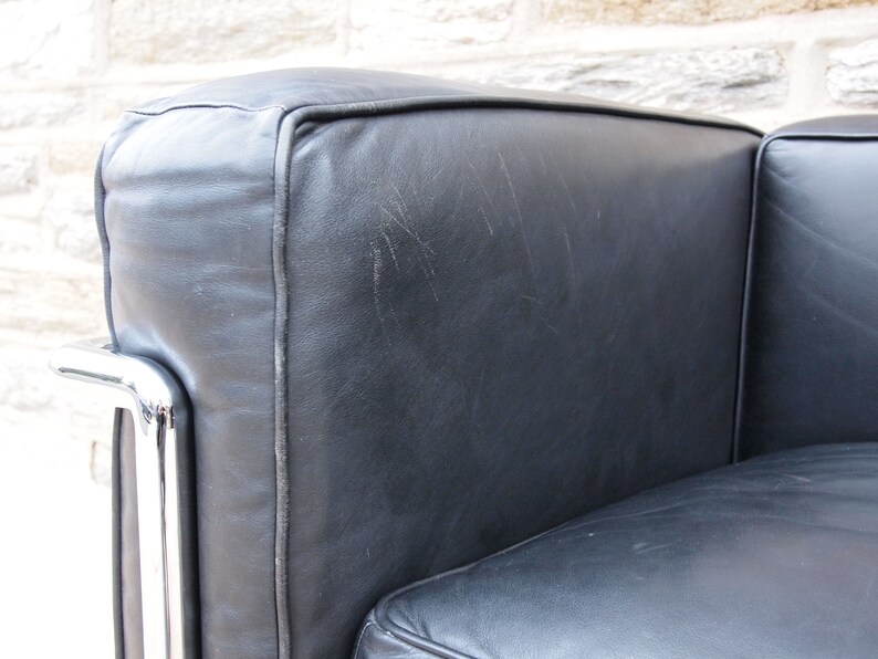 CASSINA LC2 ARMCHAIR Petit Modele Lounge Arm Club Chair Chrome Black Leather Le Corbusier, Mid-Century Modern bauhaus danish eames knoll era image 9