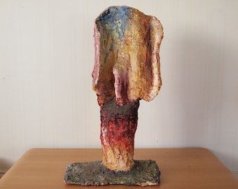 Vintage DAVID BLUMER Abstract Expressionist SCULPTURE 24" High Mid-Century Modern Art plaster brutalist colorful psychedelic eames knoll era