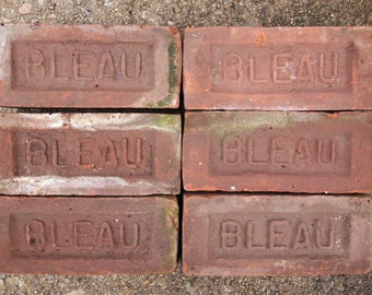 Antieke Vintage Oude BLEAU BRICK 1900s 8 "Architectural Salvage Decor Victoriaanse klei sculptuur mid-century moderne opperste eames knoll tijdperk