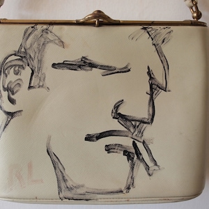 Rare Original ROBERT LOUGHLIN « 1962 » PURIÈRE Brute Fumant Homme Portrait Dessin Peinture Outsider Art populaire vintage Mid-Century Modern eames