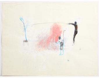 Originalzeichnung von Clint Griffin, 1999, 20 x 26 Zoll, Mischtechnik/Papier, Abstrakter Expressionismus, Zeitgenössische Moderne Kunst, figurative Außenseiter-Folk-Kunst