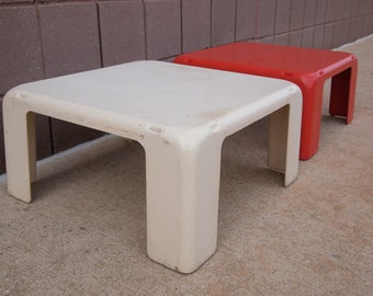 C&B Italia MARIO BELLINI Gatti Nesting Side End TABLE White Fiberglass Plastic Italian Mid-Century Modern kartell artemide eames knoll