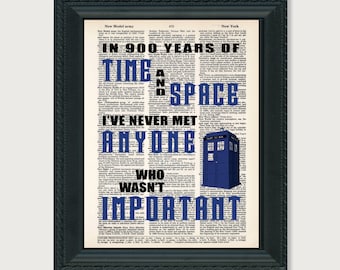 Dr Who In 900 years of time and space   print art dictionary page dictionary print