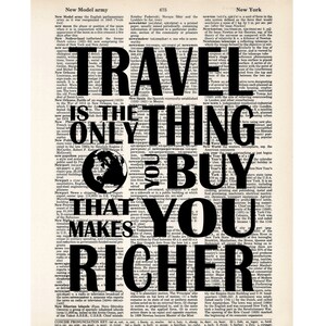 Travel Is The Only Thing You Buy That Makes You Richer Travel Quote print art dictionary page dictionary print image 3