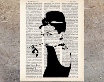 Audrey Hepburn  art dictionary page  book print Buy 3 get 1 FREE