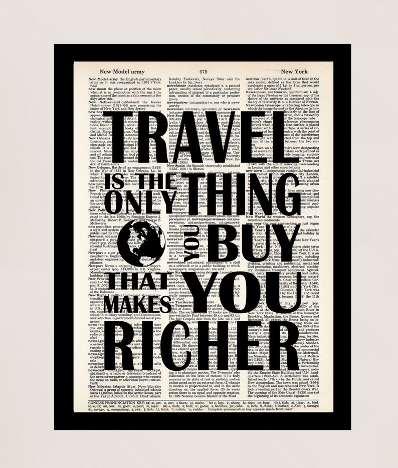 Travel Is The Only Thing You Buy That Makes You Richer Travel Quote print art dictionary page dictionary print image 5