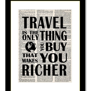 Travel Is The Only Thing You Buy That Makes You Richer Travel Quote print art dictionary page dictionary print image 4