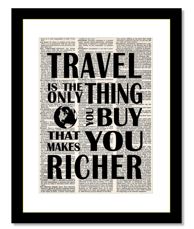 Travel Is The Only Thing You Buy That Makes You Richer Travel Quote print art dictionary page dictionary print image 4