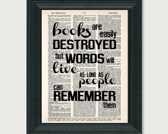 Books Are Easily Destroyed Tahereh Mafi Quote Typography Quote Dictionary Art Print Poster