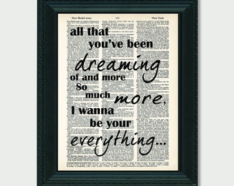 All That You've Been Dreaming Of Your Everything lyrics inspired by Keith Urban Dictionary Page Art Wedding Song Lyrics
