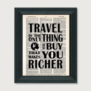 Travel Is The Only Thing You Buy That Makes You Richer Travel Quote print art dictionary page dictionary print image 2