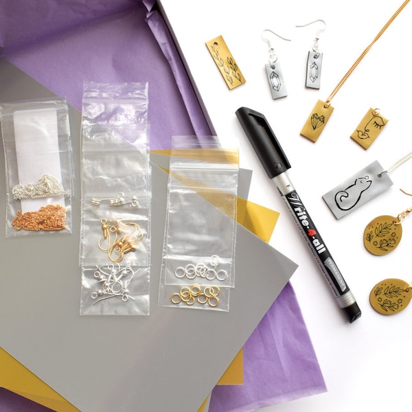 Handmade Shrink Plastic Jewellery Craft Kit, DIY Jewelry Making Supplies, Creative Gift