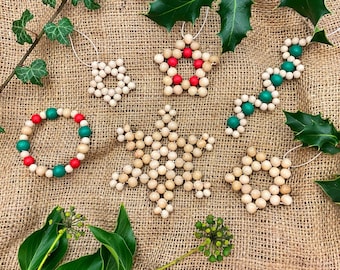 Christmas Beading Kit: Sustainable Wooden Decorations - DIY Gift