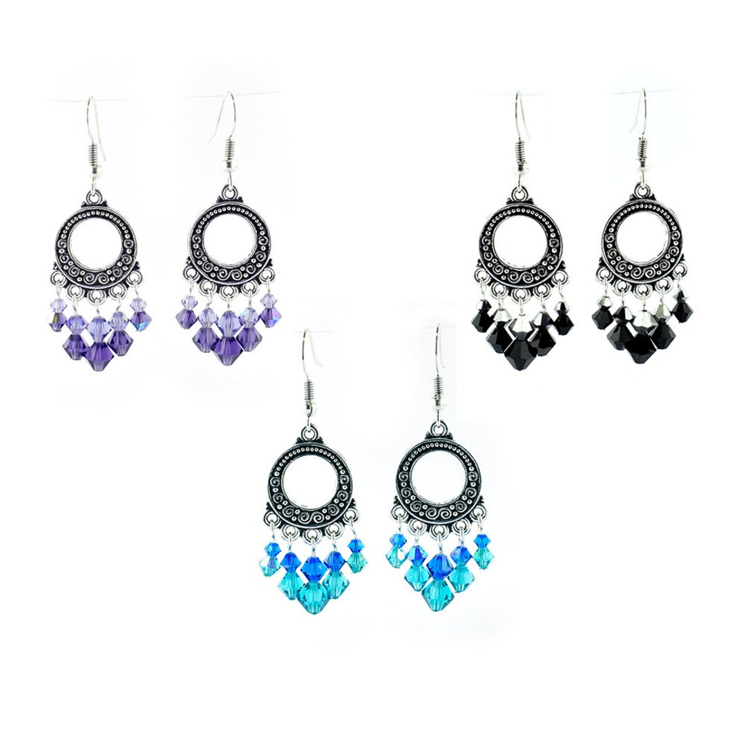 Boho Dangly Earrings Kit With Crystal Beads Etsy UK