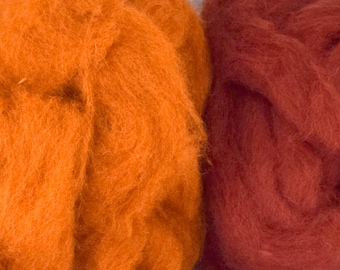 Organic Corriedale Wool Roving: Warm Colors for Felting