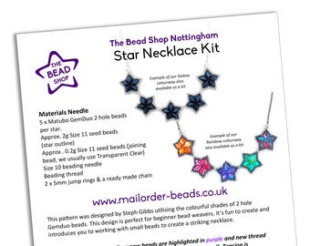 Star Necklace Beading Pattern: GemDuo Bead Tutorial (PDF Download)