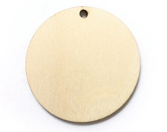Wooden Disk Pendant, Bead Supplies, Craft Materials, Unvarnished Round Pendant for Painting, Pyrography Supplies