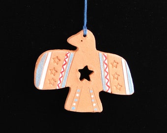 Terracotta Eagle Ornaments.  Fourth of July!  Sold Individually.  Handmade & Hand Painted by Arizona Artist, Karlene Voepel