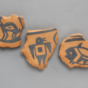 Southwest Refrigerator Magnets, Terra Cotta &quot;Pot Shards&quot;, Hand-Painted Mimbres Designs.  Sold Individually.