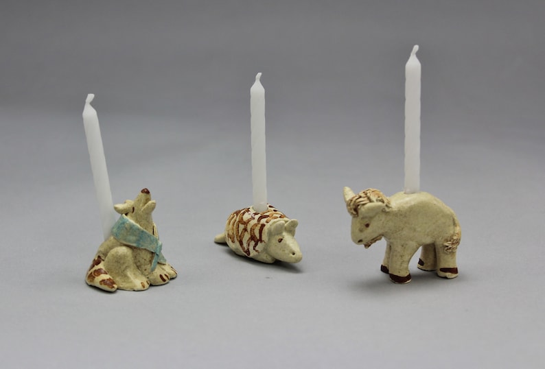 Animal Birthday Candle Holders Handmade Coyote Javelina Etsy
