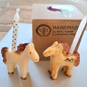 Pony Birthday Candle Holders, Handmade Miniature Horses by Arizona artist, Karlene Voepel, Collectible Figurines.  Sold Individually.