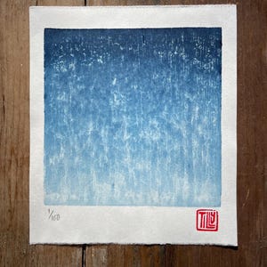 Japanese Woodblock print, artwork, printmaking, Prussian blue, wall art, texture, abstract, gift, Woodcut