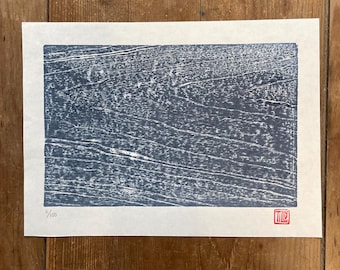 Wood grain, Japanese woodblock print, blue, woodcut, art, printmaking, block print