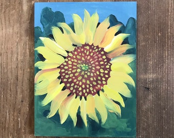 Sunflower, original oil painting on board