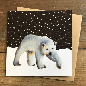 Pack of 10 Polar bear Christmas cards, watercolour cards, Pack of greetings cards, set of cards, Japanese, snow , art cards, hand painted