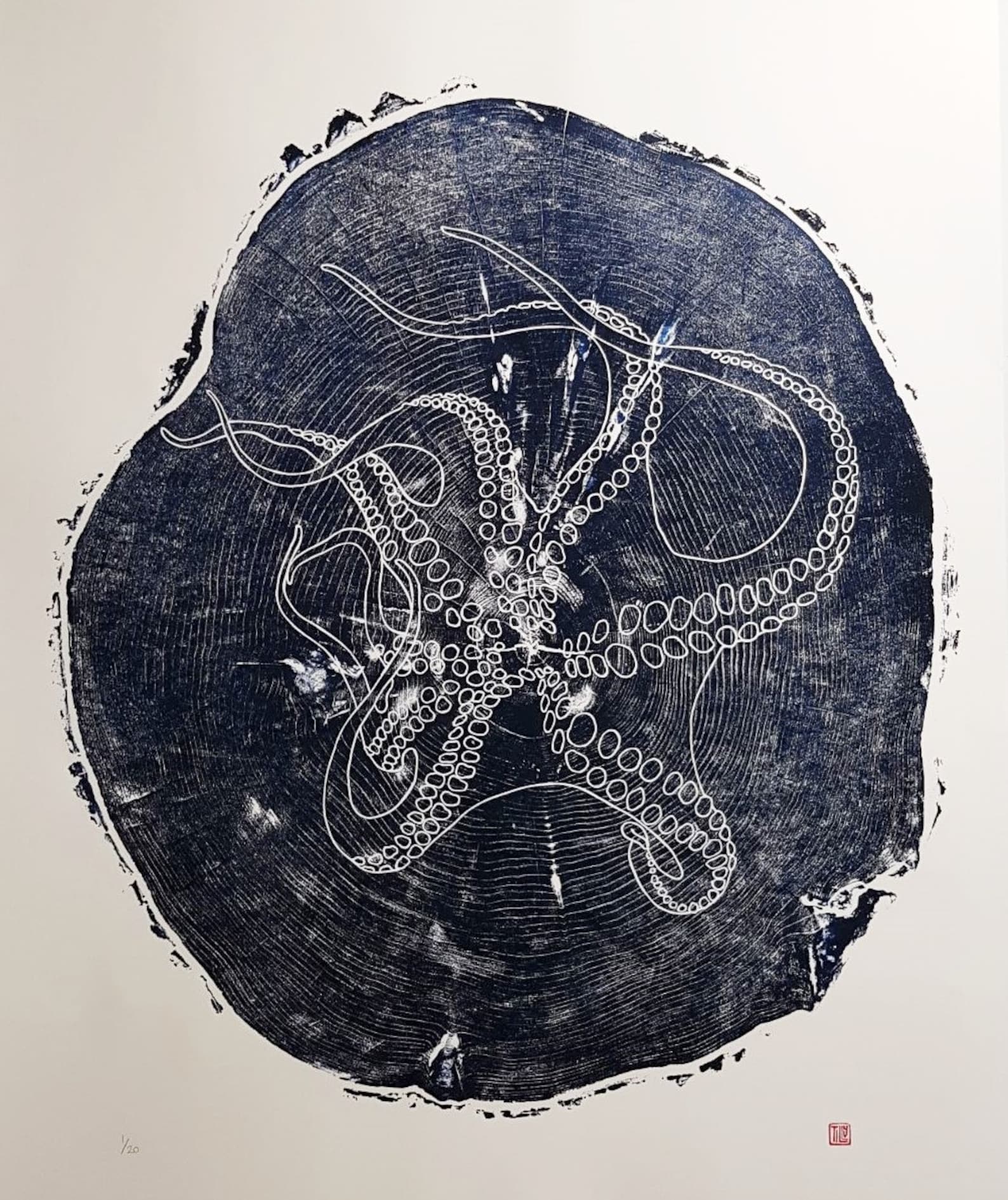 Octopus woodcut huge japanese woodblock print oversized 画 像 1.