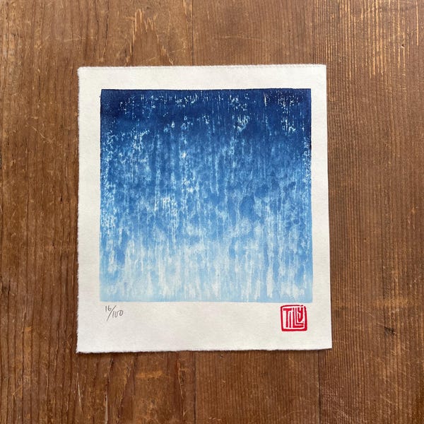 Grabado japonés en madera, obra de arte, impresión, azul de Prusia, arte mural, textura, abstracto, regalo, xilografía
