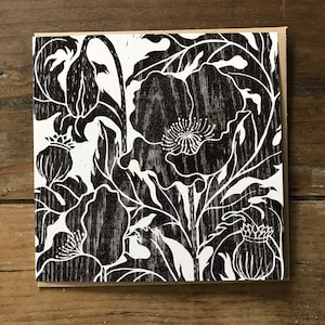 Pack of 9 cards, woodcut, lino print, printmaking, thistle, sea holly, artichoke, red hot poker, heron, koi, bee, woodblock print, lino cut