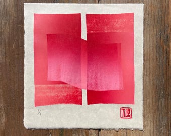 Mono print, original print, abstract art, handmade, hand printed
