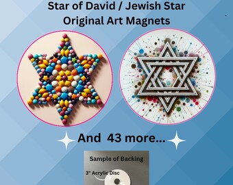 Jewish Glossy Magnets Star Of David, Vivid Colors, Judaica Themed Decoration, Religious Hebrew Gift, Spiritual Kitchen Decor, Multi-use Art