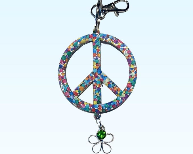 Peace Sign Key Ring PEACE SIGN Bright Dots Key Ring Keychain, Car Rear-view Mirror Dangle ...