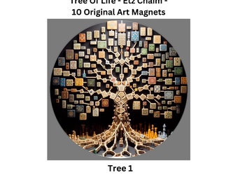 10 Jewish Tree of Life Magnets, Etz Chaim, Judaica Art Themed Decor, Religious Hebrew Gift, Spiritual Kitchen Decor, Multi-use Vivid Symbol