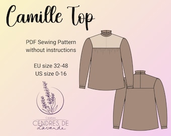 Romantic Cottagecore Top - FR 32-48 US 0-16 - A4 A0 PDF sewing pattern with instant download - Camille Top