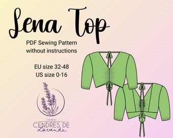 Backless & Gathered Top - FR 32-48 US 0-16 - A4 A0 PDF Instant Download Sewing Pattern - Lena Top