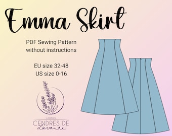 High Waist-Fitted Skirt - FR 32-48 US 0-16 - A4 A0 Sewing Pattern PDF Instant Download - Emma Skirt