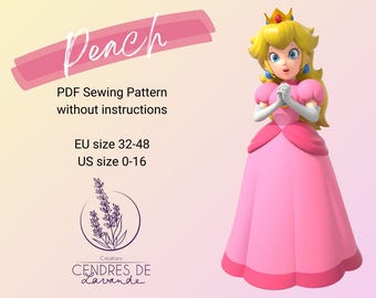 princess peach classic dress Womens Mario Style Long Princess Peach Costume