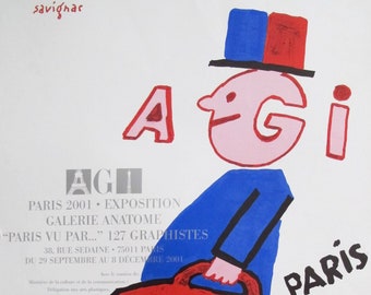 2001 Original French A.G.I. Paris Poster - Savignac