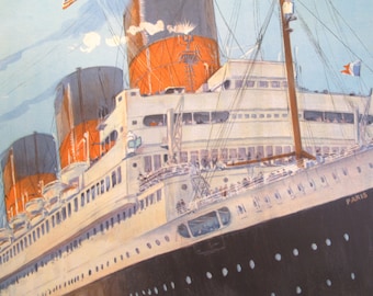 Vintage ship advertising Reproduction poster Britanic Cunard Wall art.
