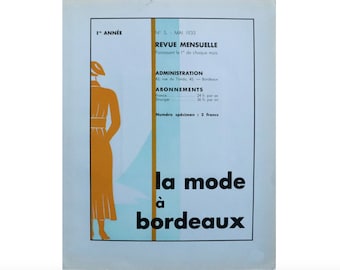 1933 Copertina di una rivista Art Déco francese, La mode à Bordeaux (Fashion in Bordeaux)