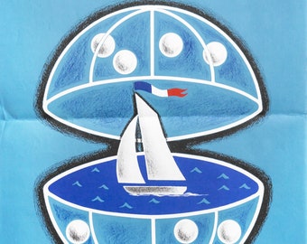 1970s French Loterie Nationale Poster, Tranche de la Navigation de Plaisance
