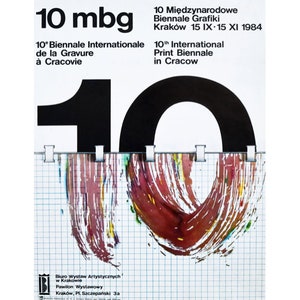 1984 Polish Exhibition Poster, 10th international Print Biennale in Krakow, Printing house Wydawnica