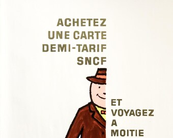 1976 年フランス旅行ポスター「SNCF Demi-Tarif」（サヴィニャック