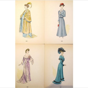 1907 La Mode Feminine, Moda femenina parisina (juego de 4)