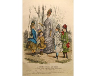 Le Moniteur de la Mode 銅版画　1859年 Jules David - The Latest Fashions, Expressly Designed and