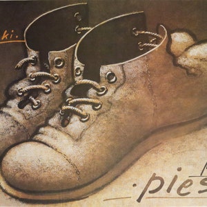 1990 Original Polish Theatre Poster, Pieszo (On Foot) - Mieczysław Górowski
