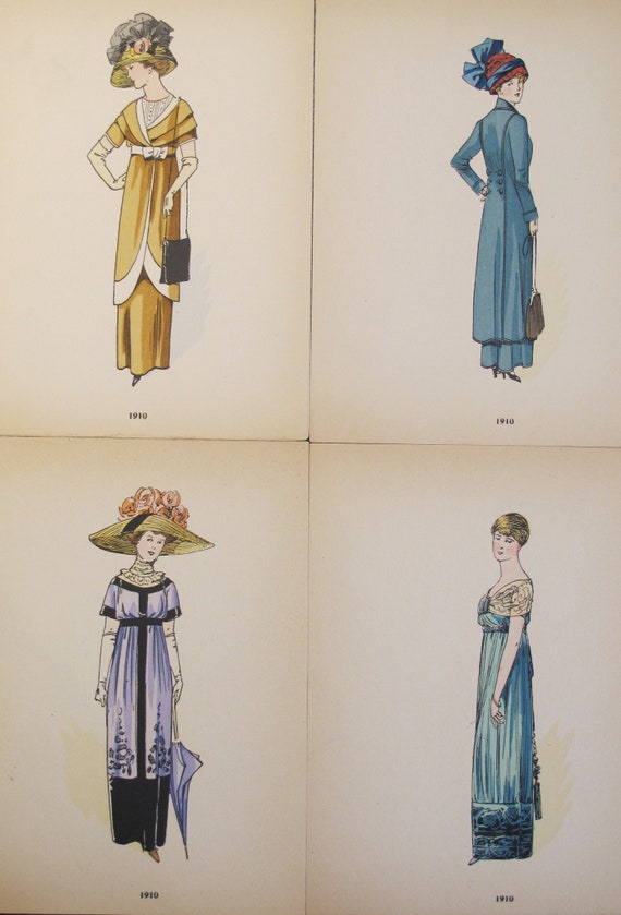 ラモード　イラスト　ファッションプレート　まとめ　パリ装飾美術館　トランプ　付 1910 ラ・モード・フェミニン、パリの女性ファッション（4 枚セット